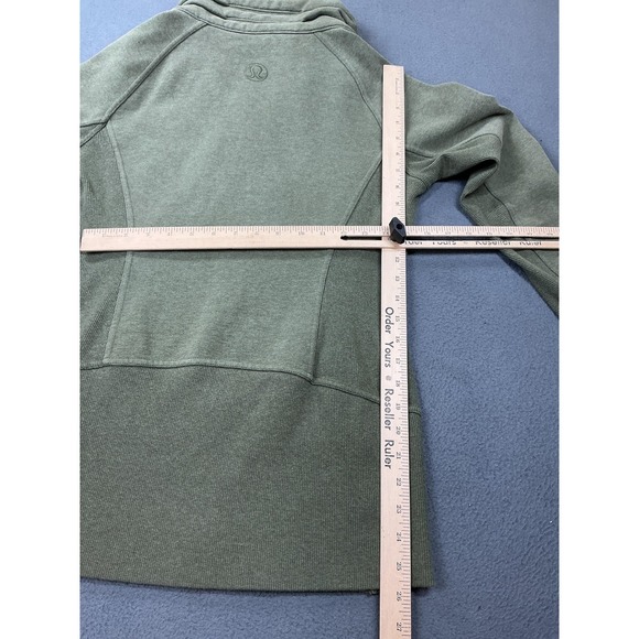 Lululemon Jacket Womens 8 Green Fleece Full Zip Thumbholes Tall Collar Athletic - Picture 7 of 8